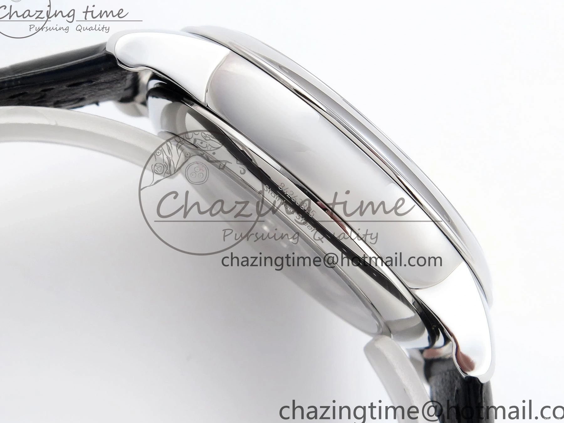 1218 TopPick De Ville Date SS MKF 1:1 Best Edition Black Dial Roman Marker on Black Leather Strap A 7743